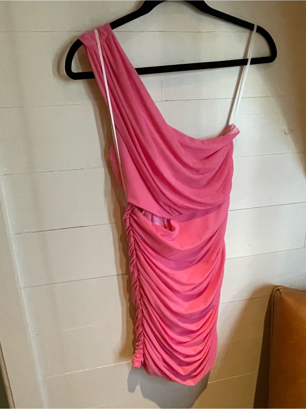 Hello Molly Hot Pink One-Shoulder Ruched Mini Dress